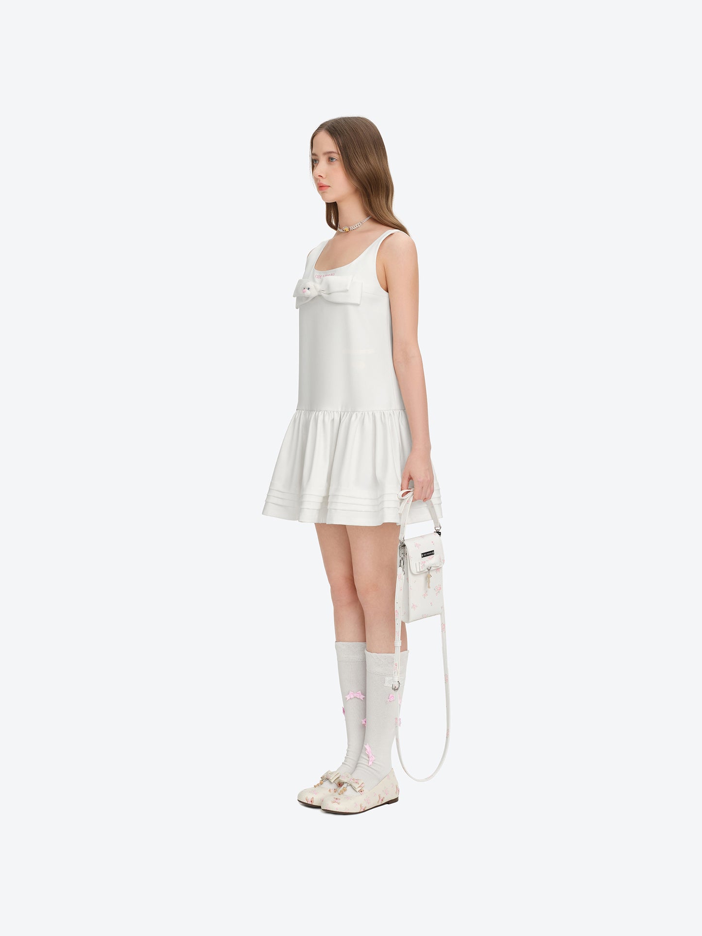 13DE MARZO Sleeveless Tulle Dress White