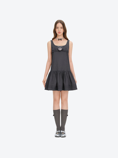 13DE MARZO Sleeveless Tulle Dress Dark Grey