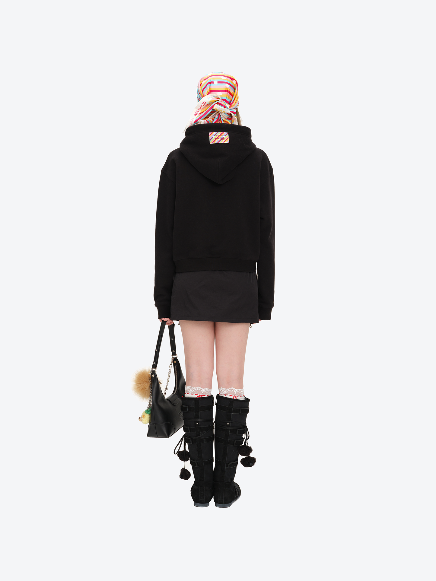 13DE MARZO Lollipop Wrapper Cropped Hoodie Black - 13DE MARZO