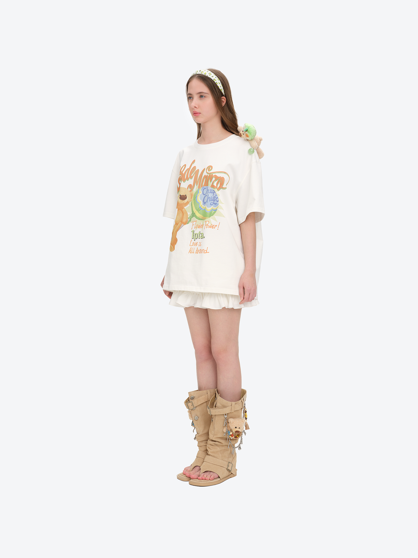 13DE MARZO Denim Flip-Flop Stacked Boots Khaki