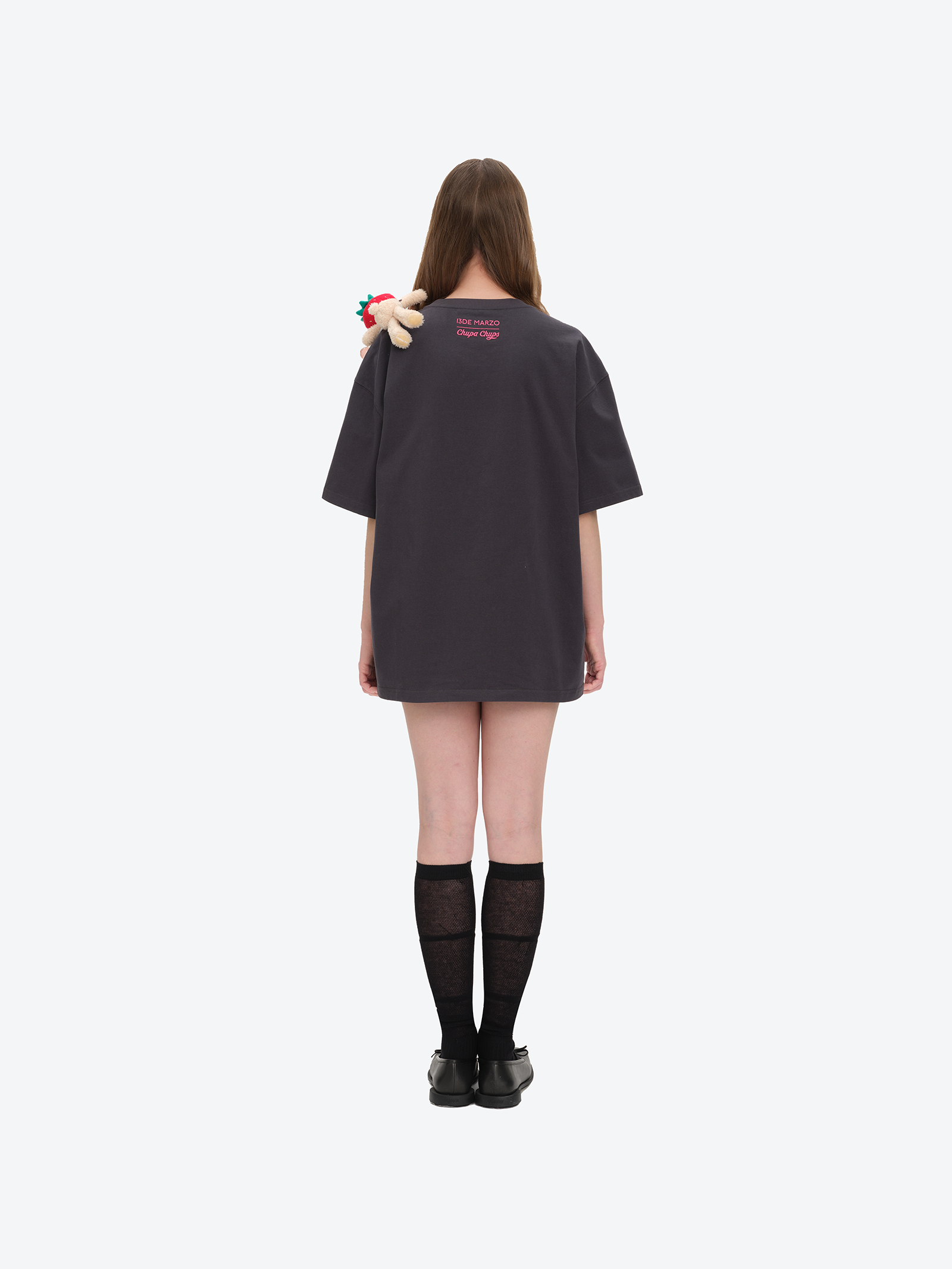 13DE MARZO Bear Graphic Lollipop Tee Dark Grey - 13DE MARZO