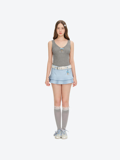 13DE MARZO Tiered Pleated Skort Blue