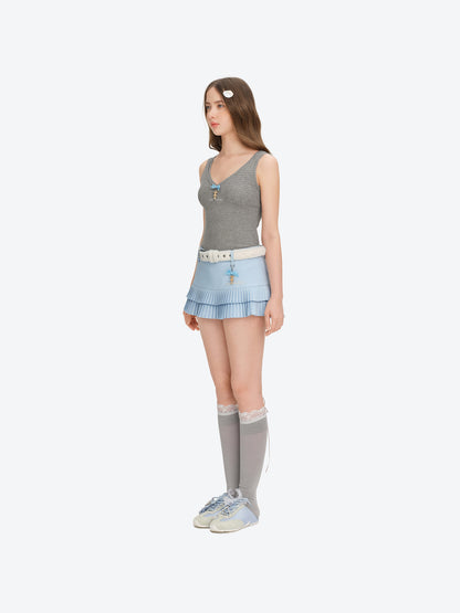 13DE MARZO Tiered Pleated Skort Blue
