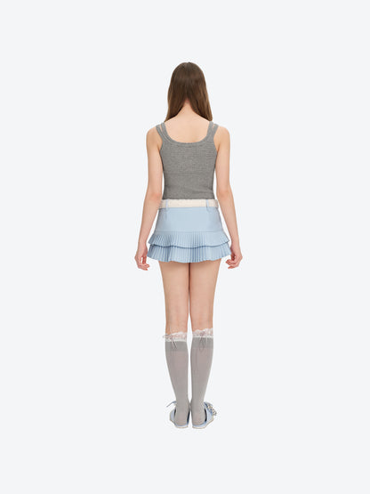 13DE MARZO Tiered Pleated Skort Blue