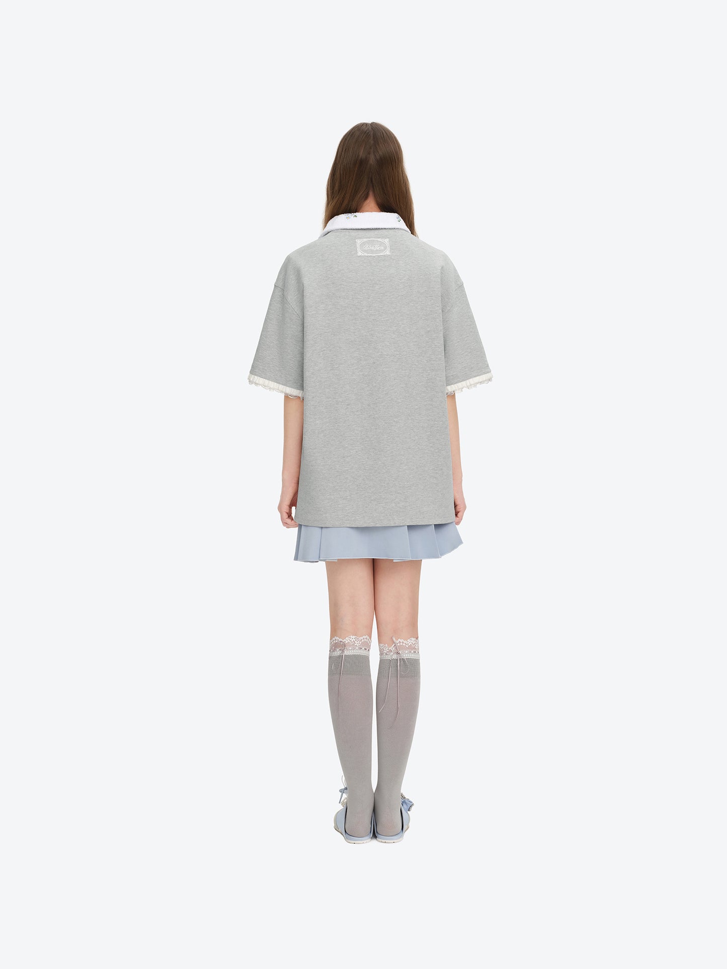 13DE MARZO Bouquet Bear Print T-shirt Grey