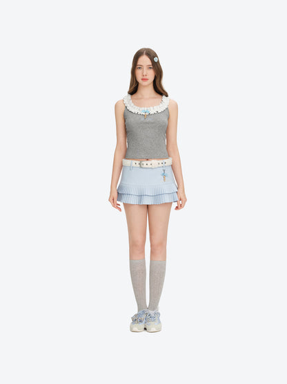 13DE MARZO Ruffle Collar Camisole Grey