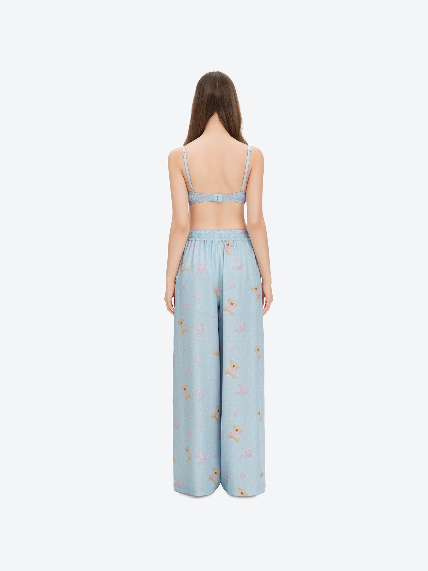 13DE MARZO All-Over Floral Print Loose Pants Blue