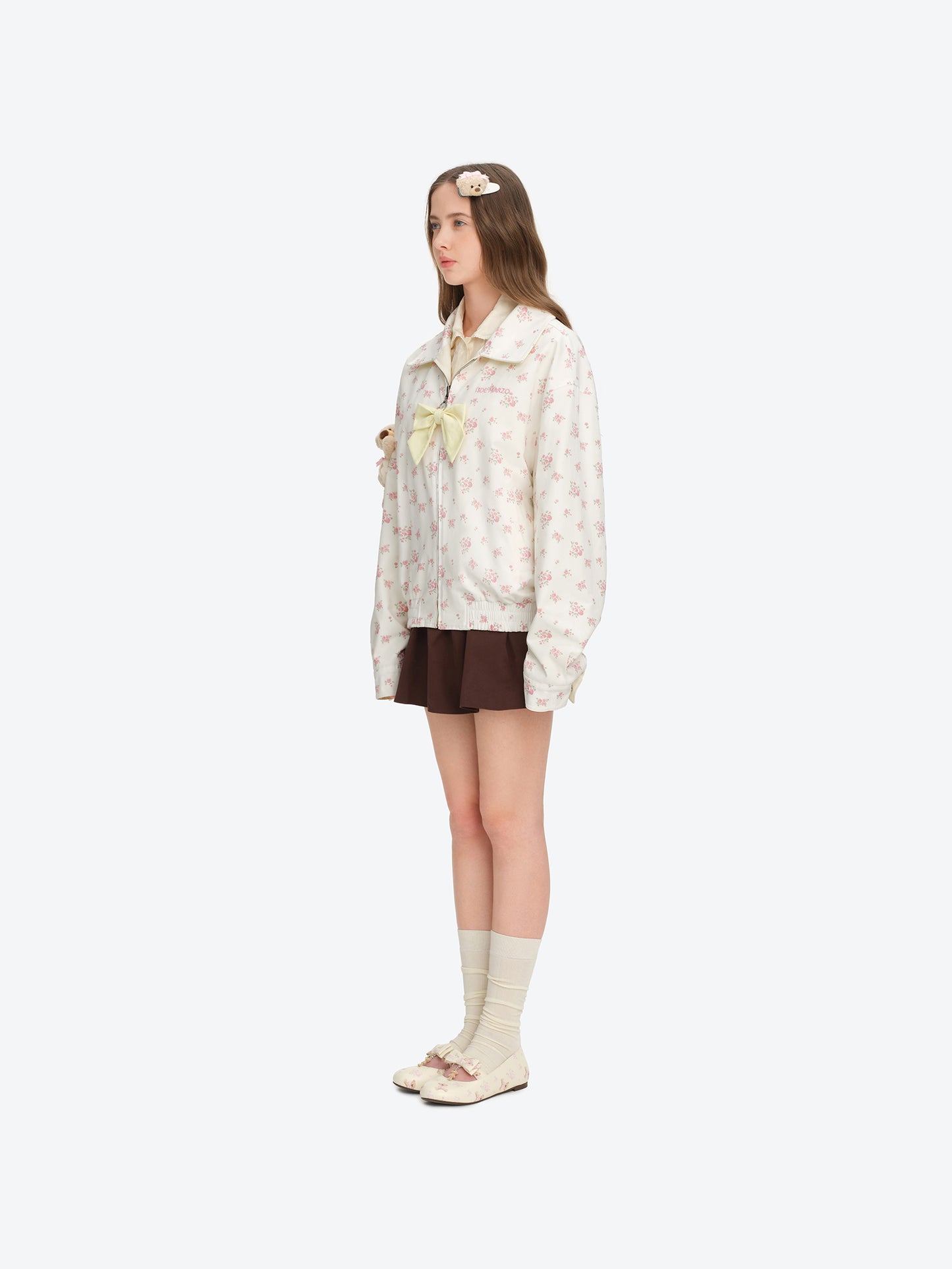 13DE MARZO Reversible Floral Print Jacket Yellow