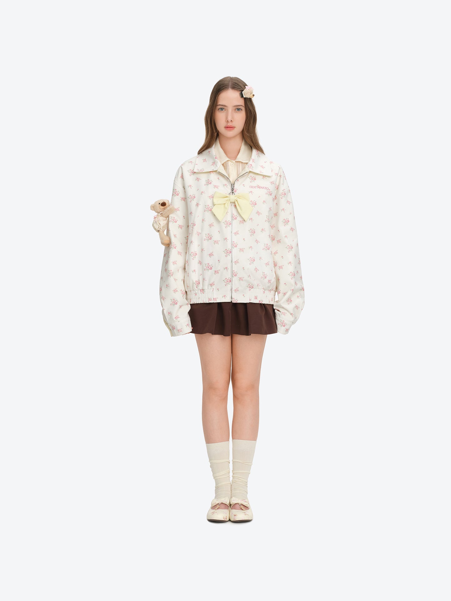13DE MARZO Reversible Floral Print Jacket Yellow