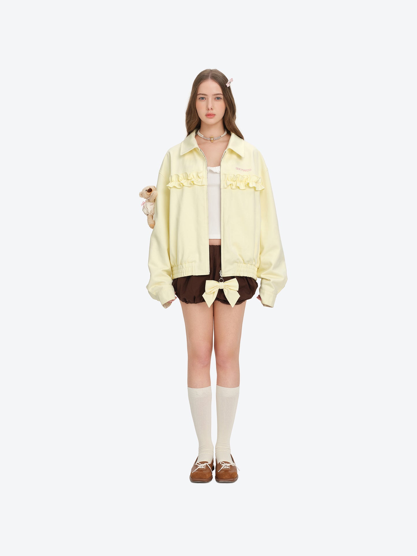 13DE MARZO Reversible Floral Print Jacket Yellow