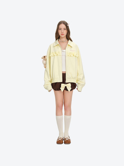 13DE MARZO Reversible Floral Print Jacket Yellow