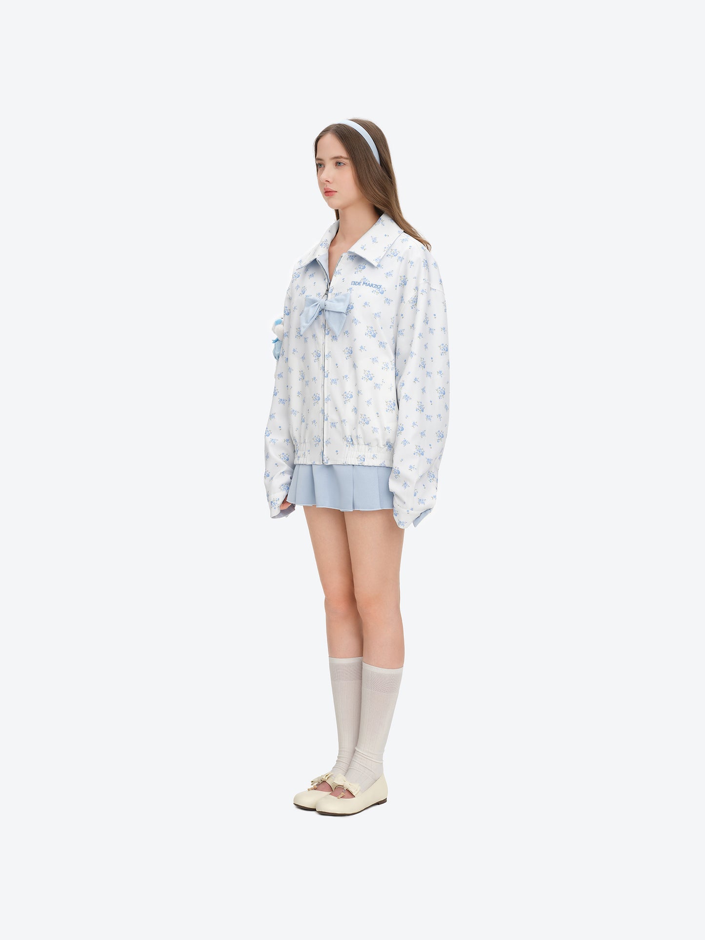 13DE MARZO Reversible Floral Print Jacket Blue