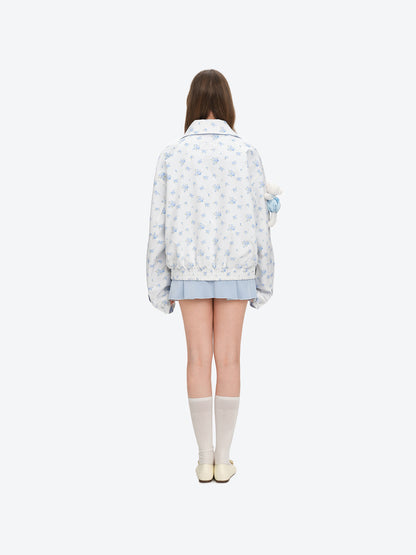 13DE MARZO Reversible Floral Print Jacket Blue