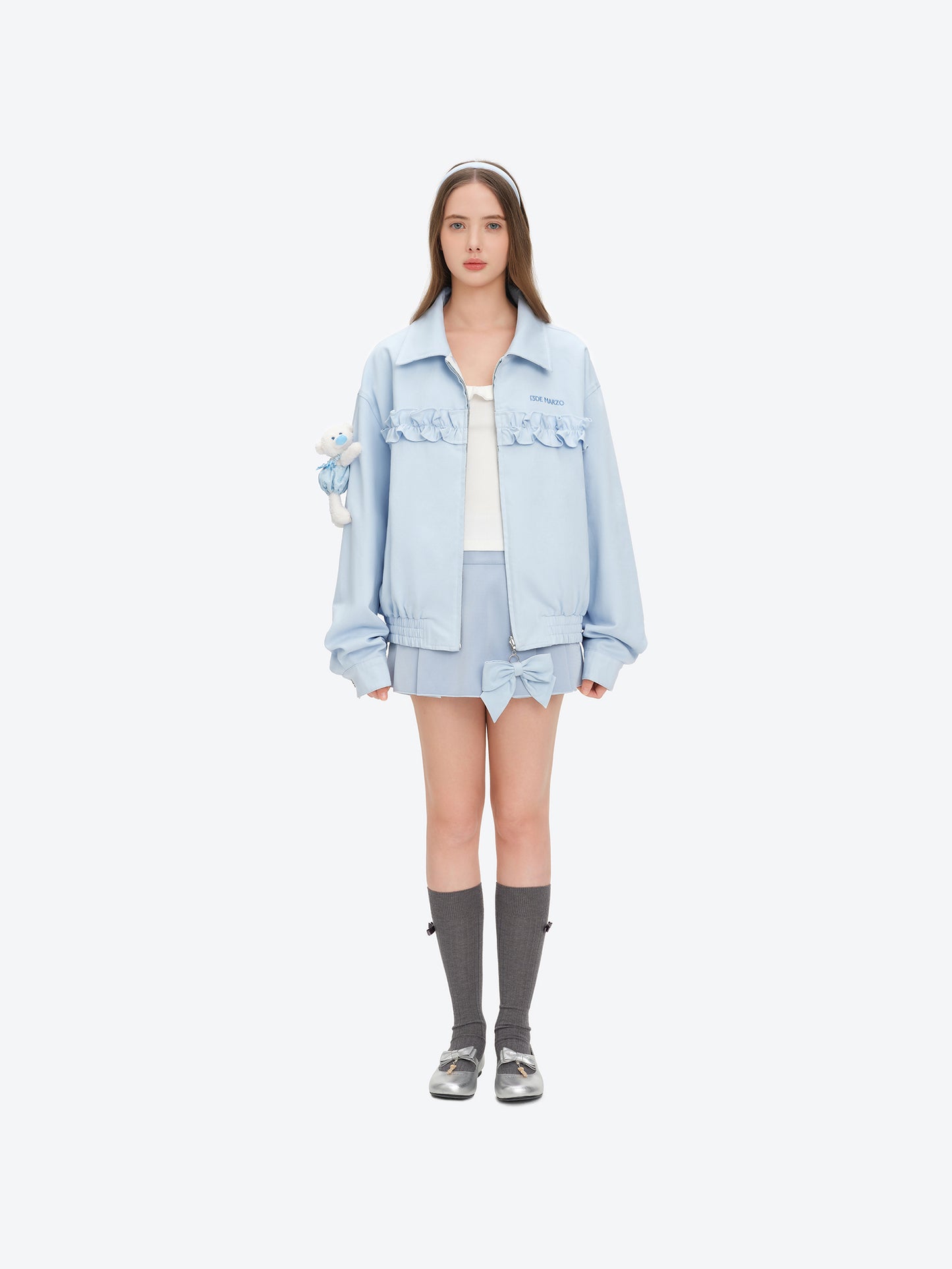 13DE MARZO Reversible Floral Print Jacket Blue