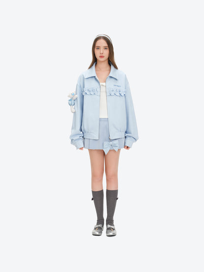 13DE MARZO Reversible Floral Print Jacket Blue