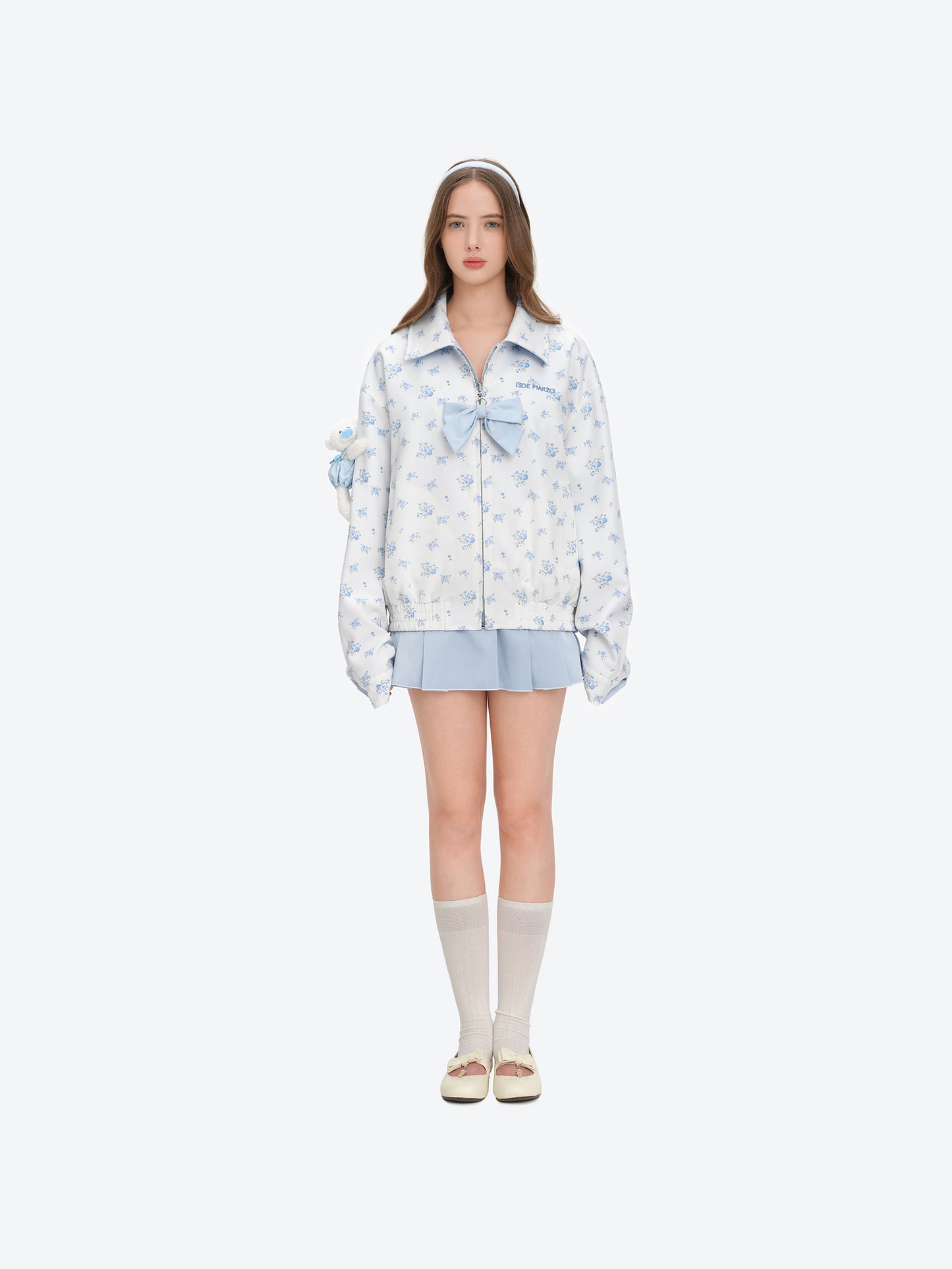 13DE MARZO Reversible Floral Print Jacket Blue