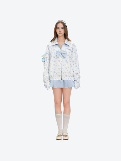 13DE MARZO Reversible Floral Print Jacket Blue