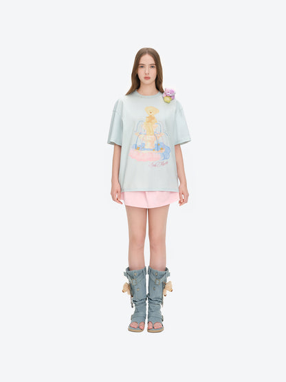 13DE MARZO Denim Flip-Flop Stacked Boots Blue