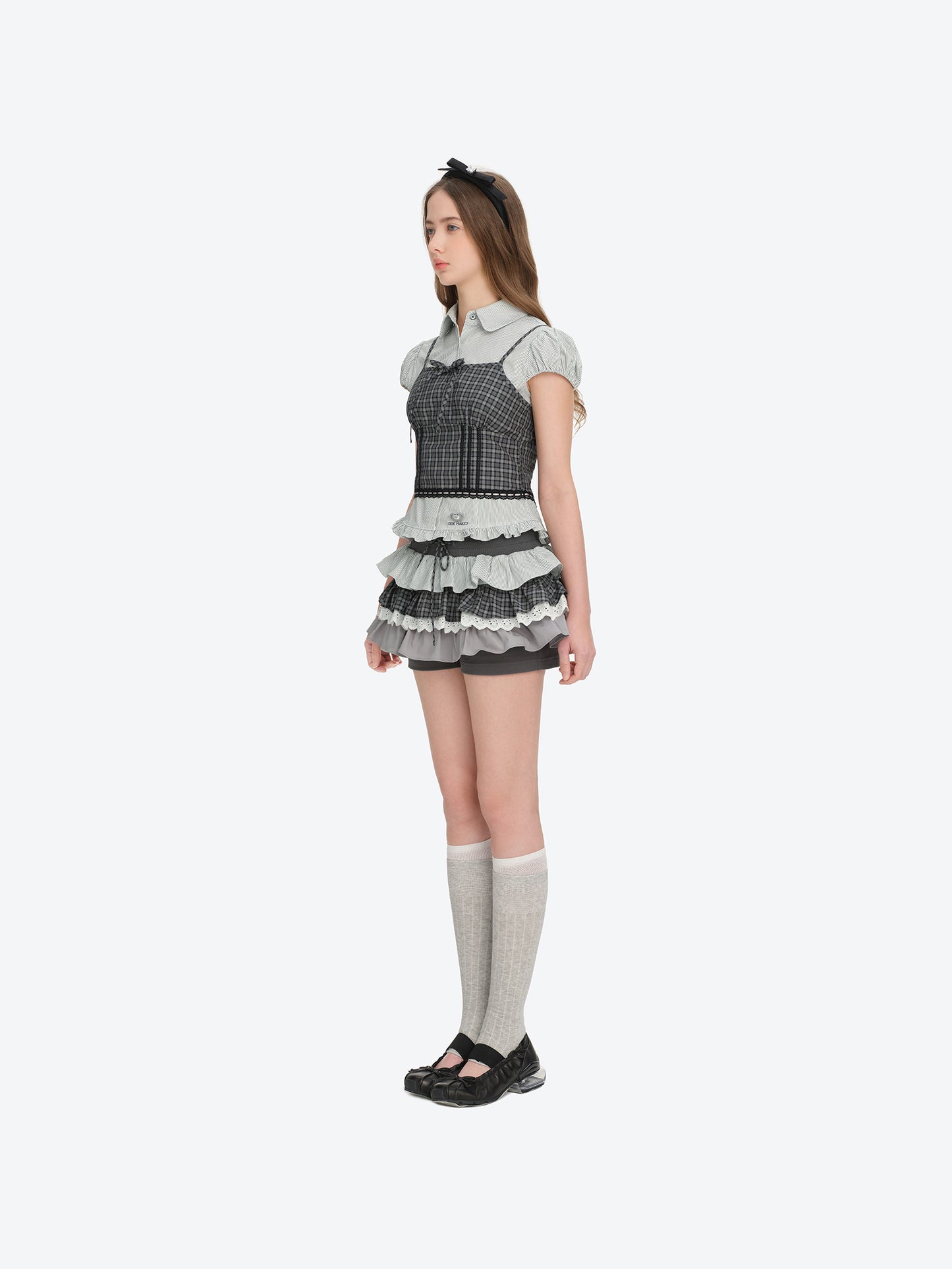 13DE MARZO Sleeveless Top with Puff Sleeve Shirt Dark Grey - 13DE MARZO