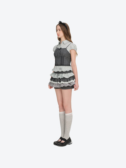 13DE MARZO Sleeveless Top with Puff Sleeve Shirt Dark Grey - 13DE MARZO