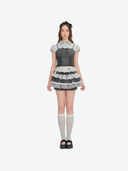 13DE MARZO Sleeveless Top with Puff Sleeve Shirt Dark Grey - 13DE MARZO