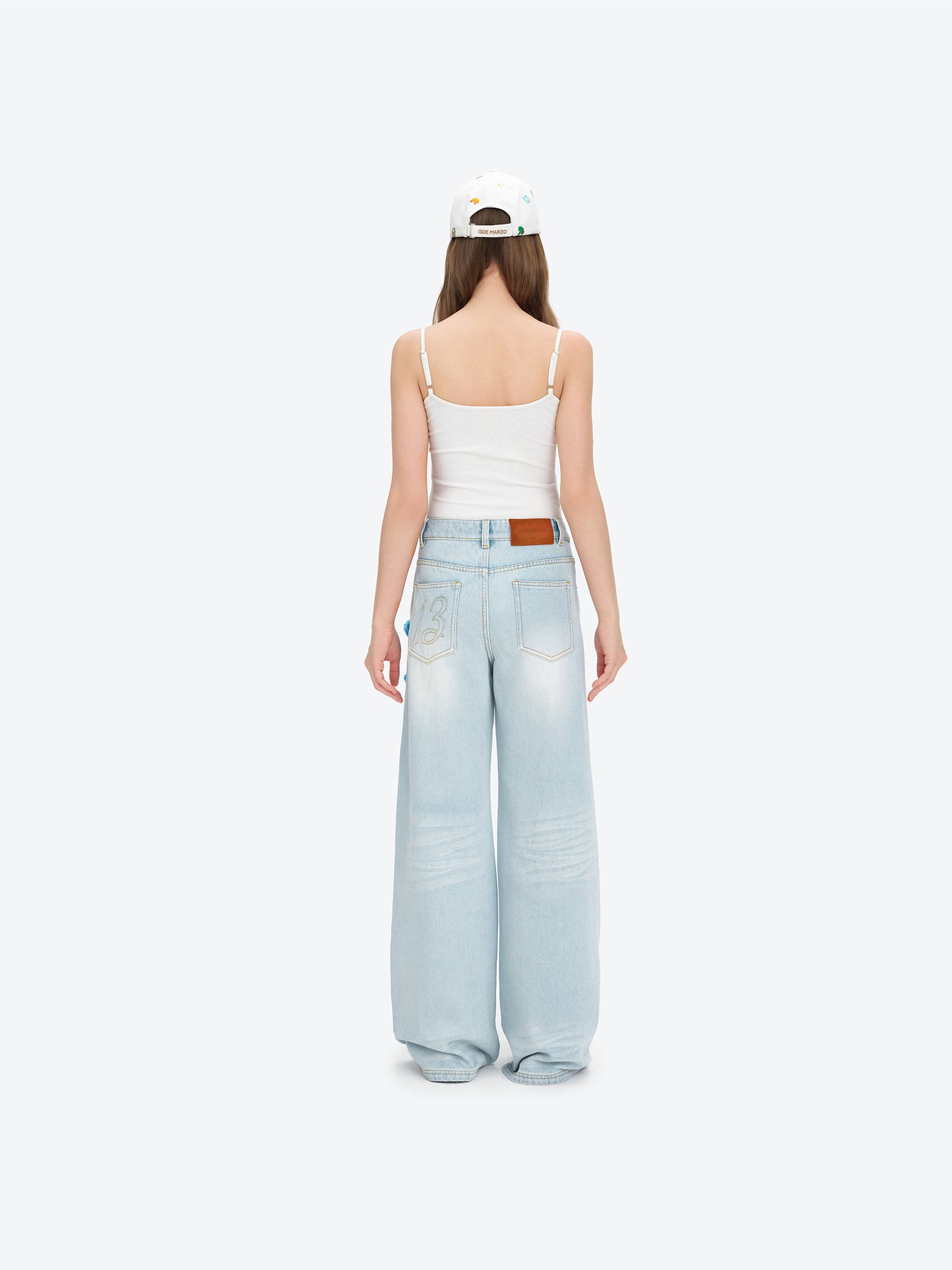 13DE MARZO Colorful All-Over Bear Print Jeans Blue - 13DE MARZO