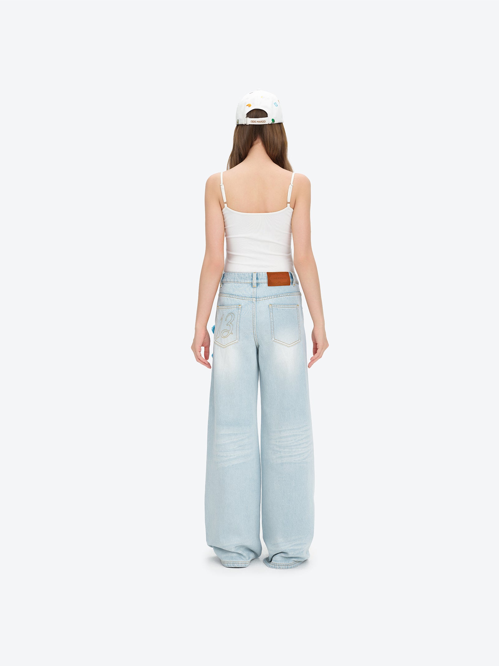 13DE MARZO Colorful All-Over Bear Print Jeans Blue - 13DE MARZO