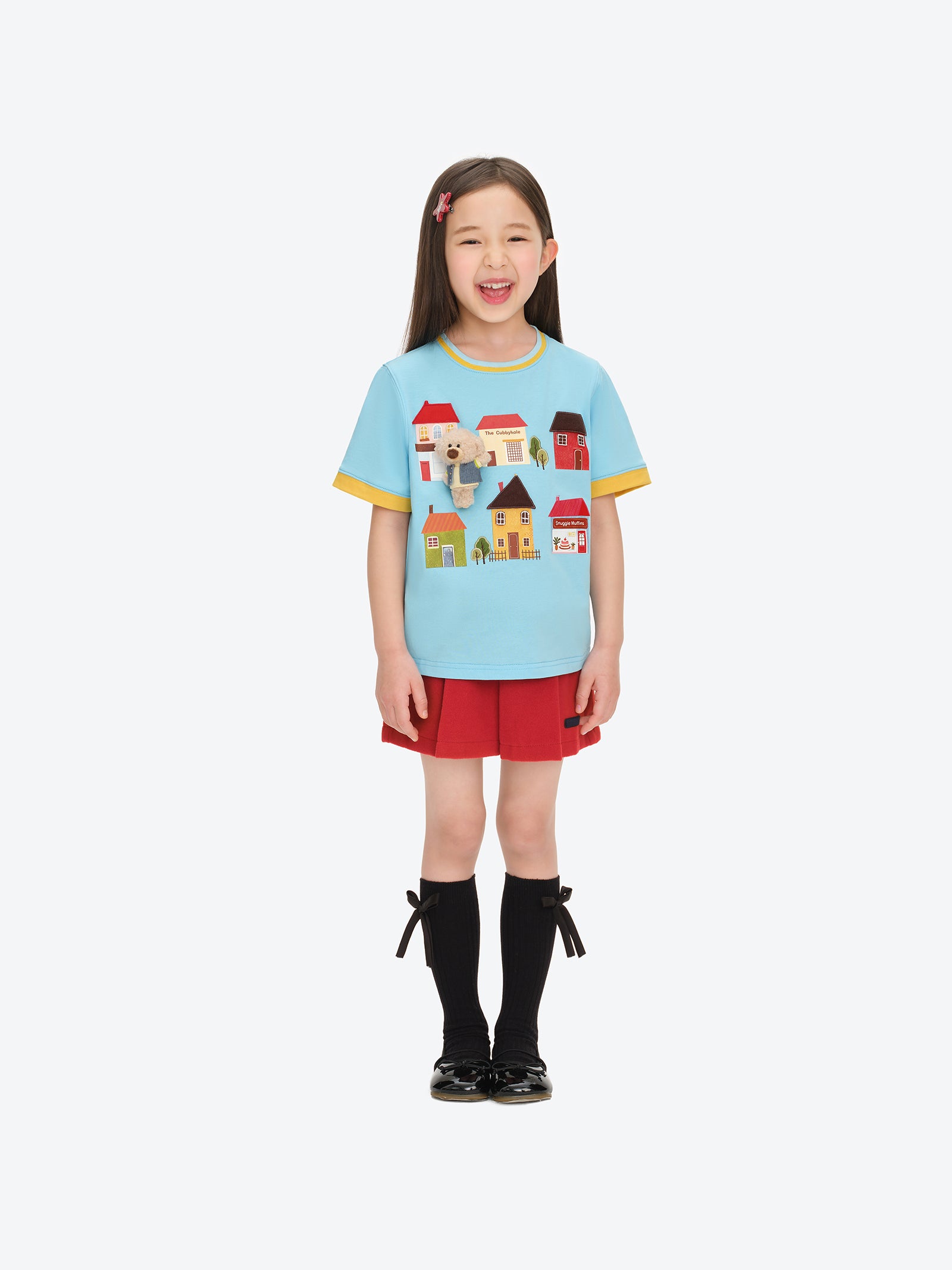 13DE MARZO BabyBear Town Illustration T-shirt Blue - 13DE MARZO