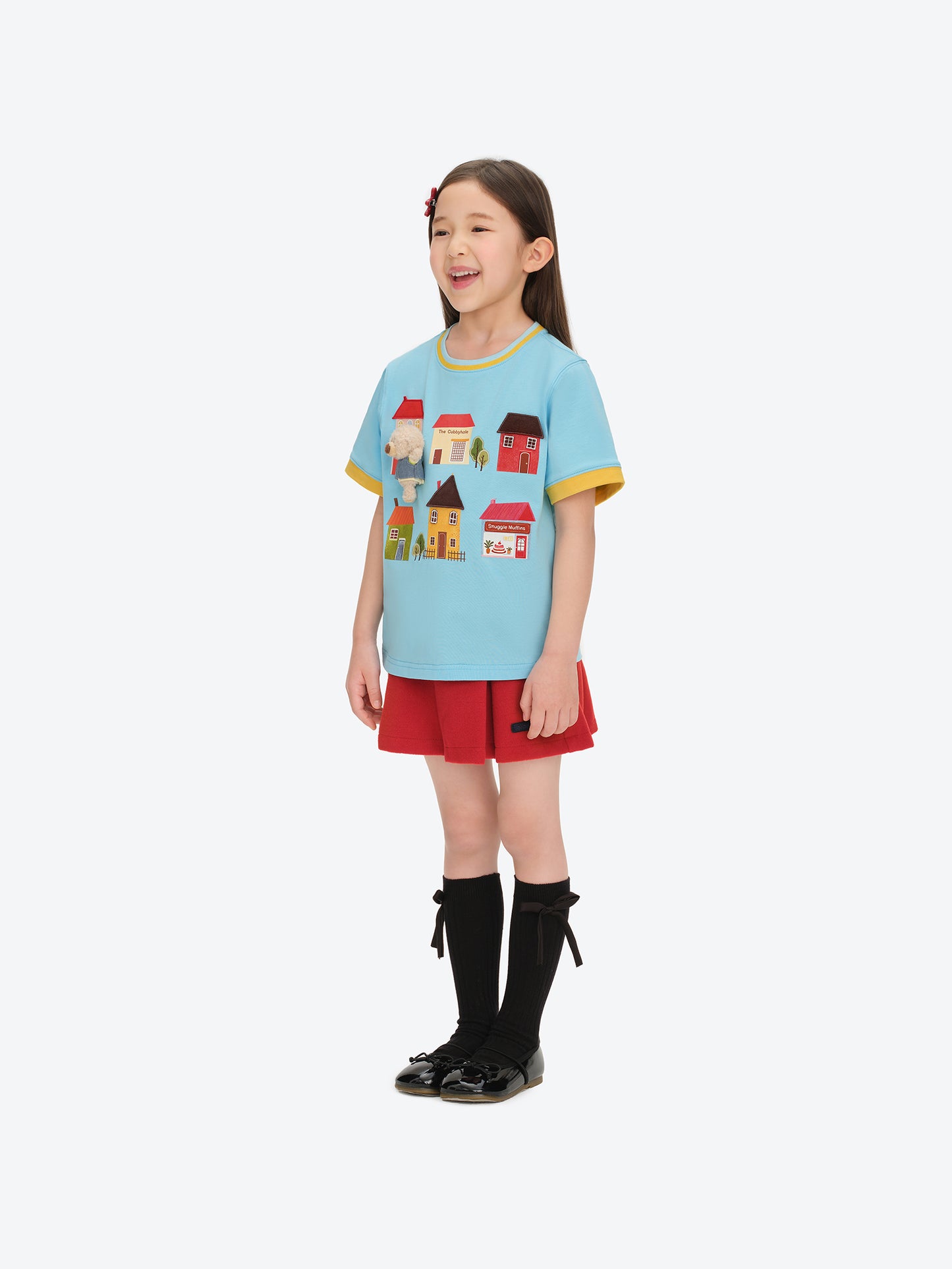 13DE MARZO BabyBear Town Illustration T-shirt Blue - 13DE MARZO