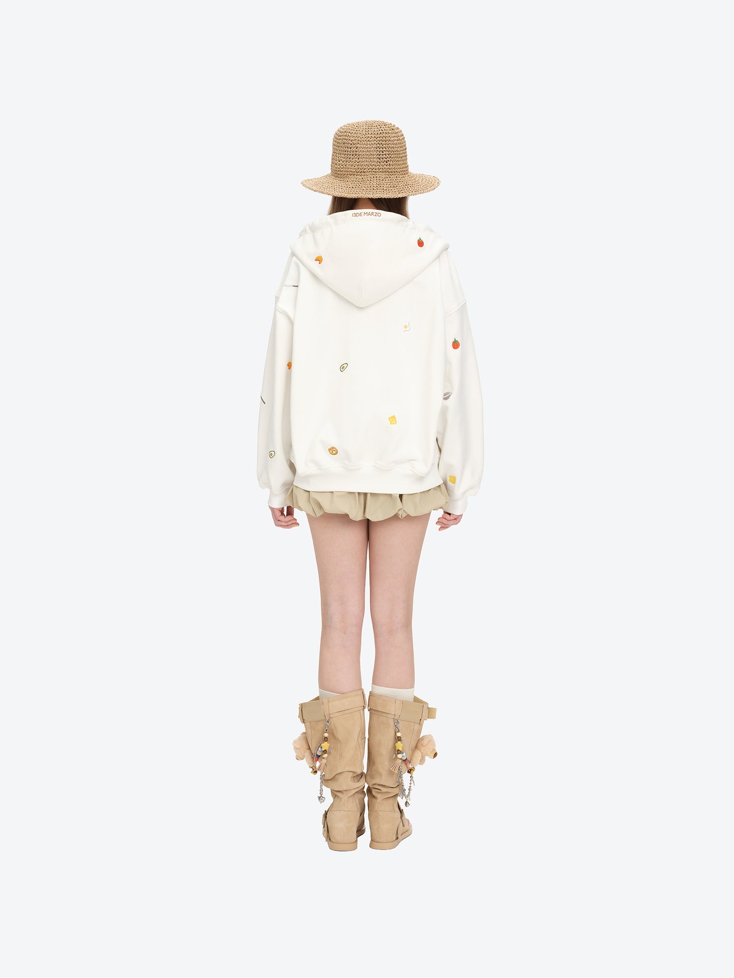 13DE MARZO Woven Straw Hat Khaki - 13DE MARZO