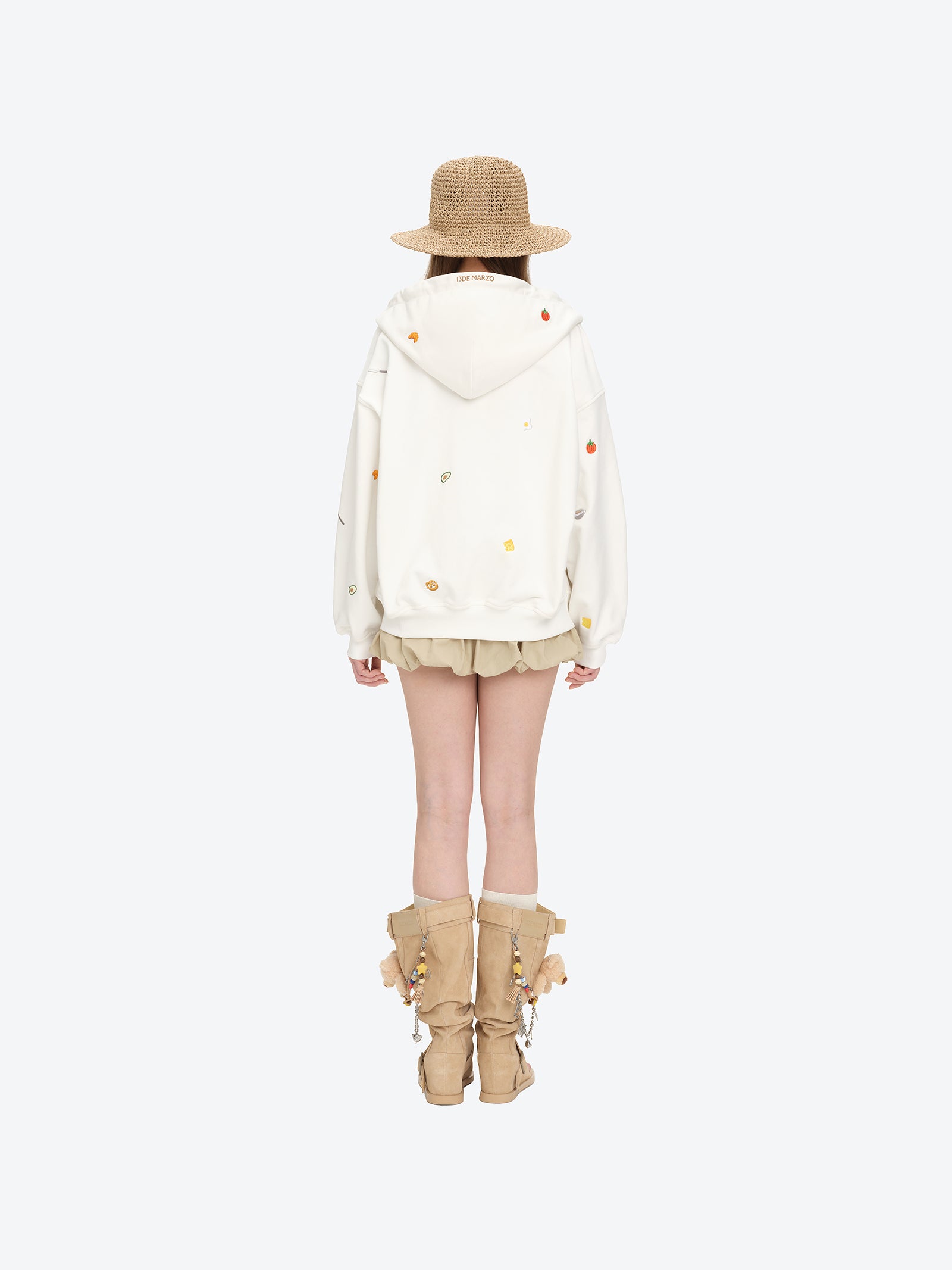 13DE MARZO Woven Straw Hat Khaki - 13DE MARZO