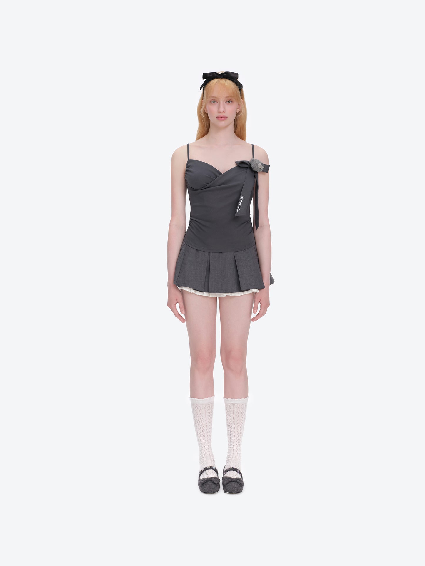 13DE MARZO Bear Shimmer Bow  Camisole Grey - 13DE MARZO