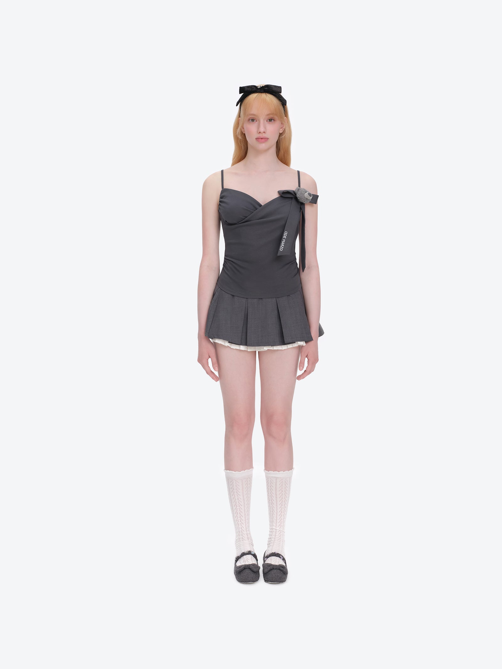 13DE MARZO Bear Shimmer Bow  Camisole Grey - 13DE MARZO