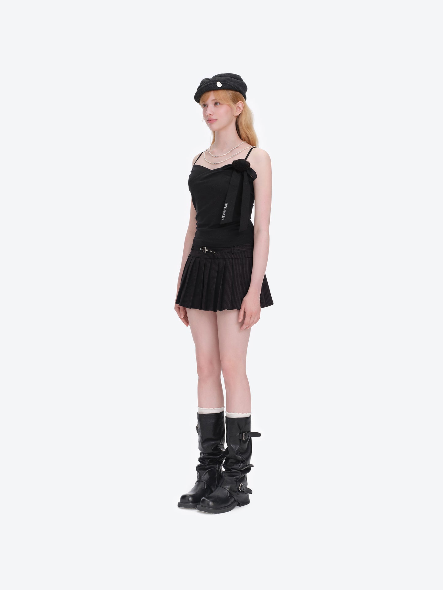 13DE MARZO Bear Shimmer Bow  Camisole Black - 13DE MARZO