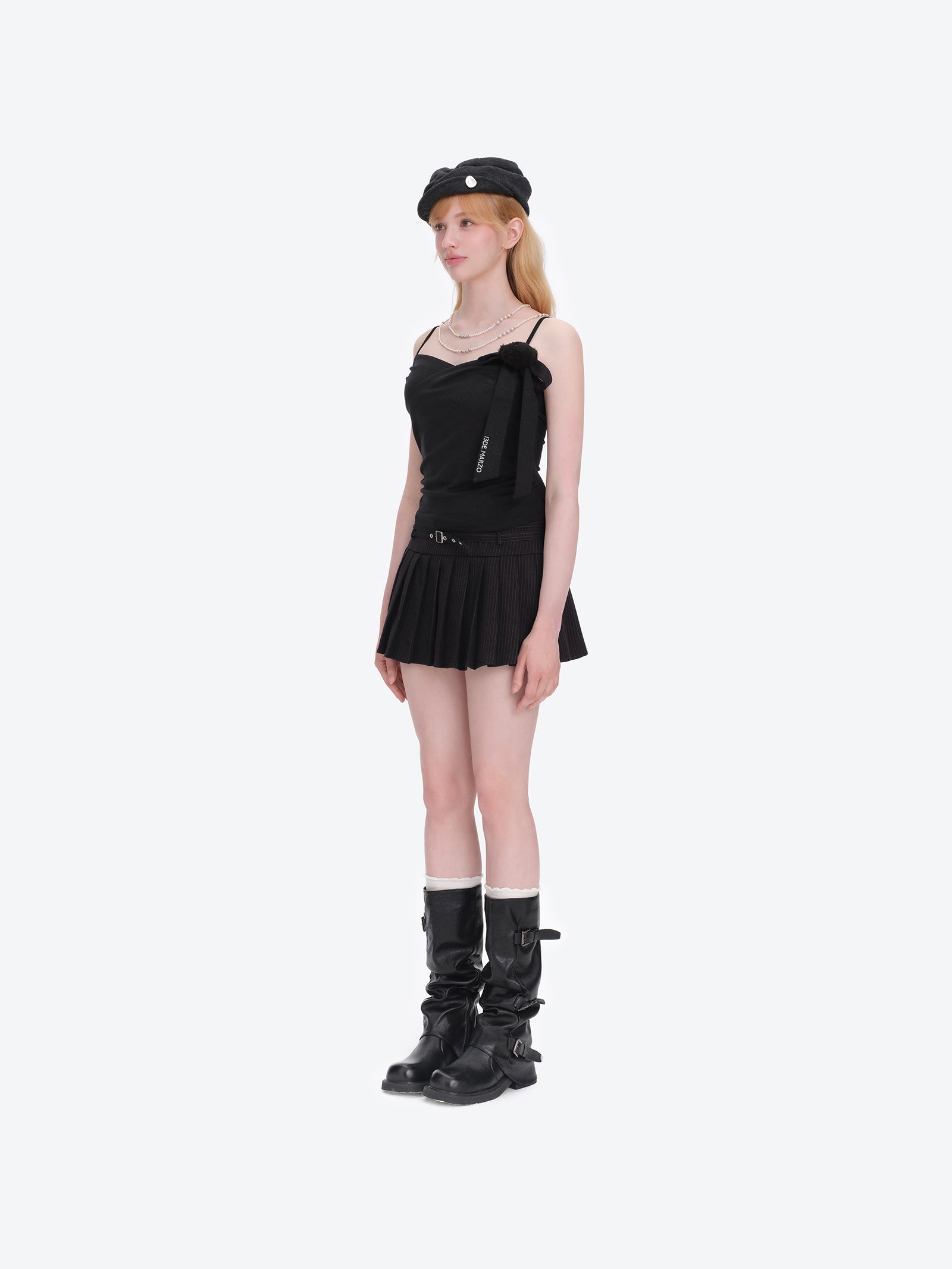 13DE MARZO Bear Shimmer Bow  Camisole Black - 13DE MARZO