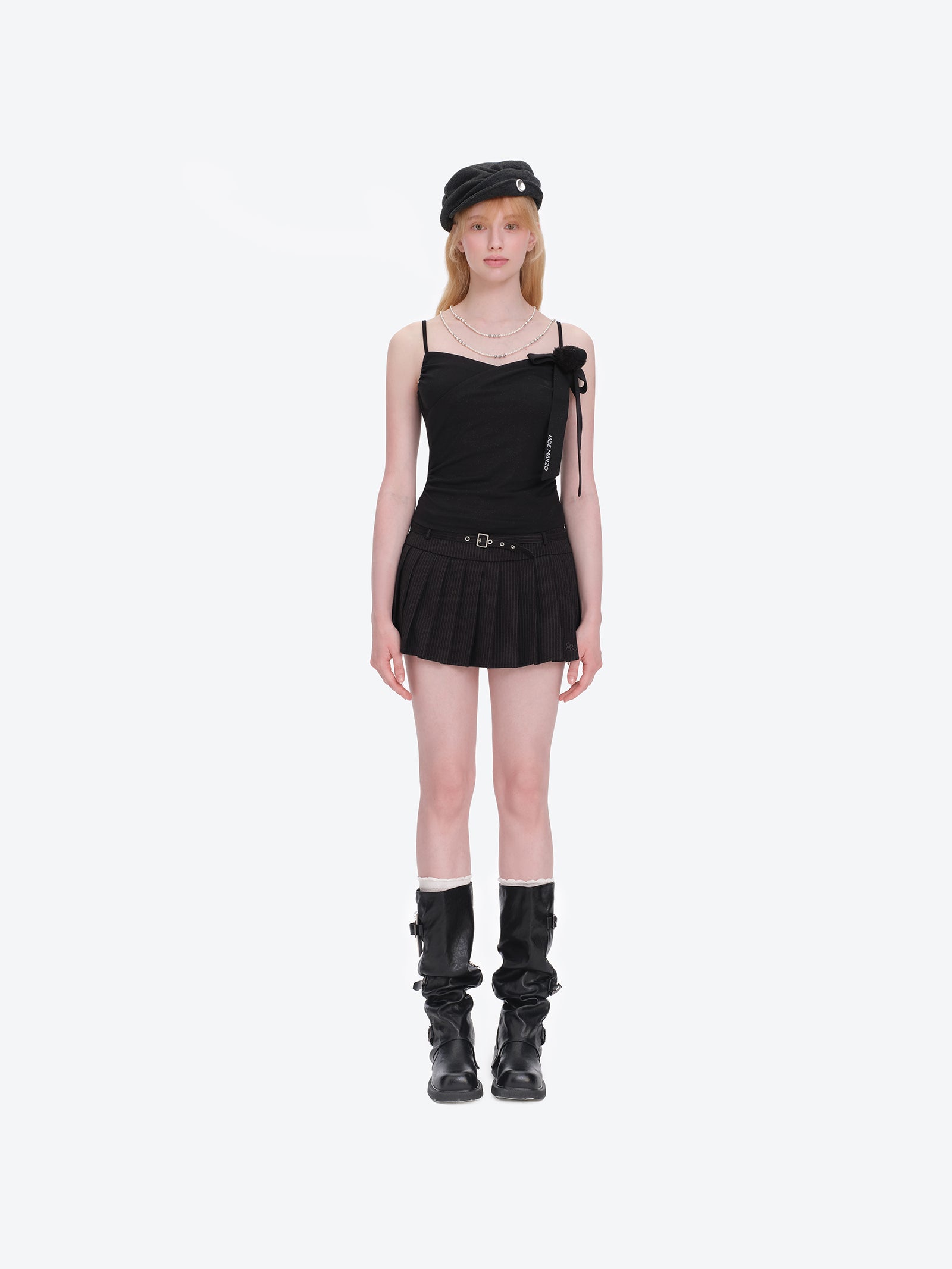 13DE MARZO Bear Shimmer Bow  Camisole Black - 13DE MARZO