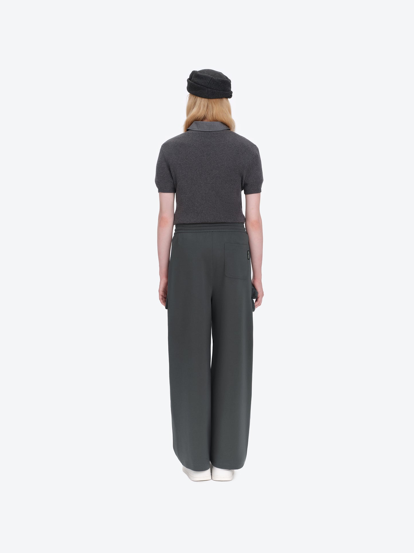 13DE MARZO Pocket Bear Wide-leg Sweatpants Dark Grey - 13DE MARZO
