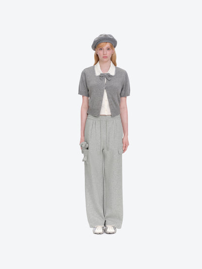 13DE MARZO Pocket Bear Wide-leg Sweatpants Grey - 13DE MARZO