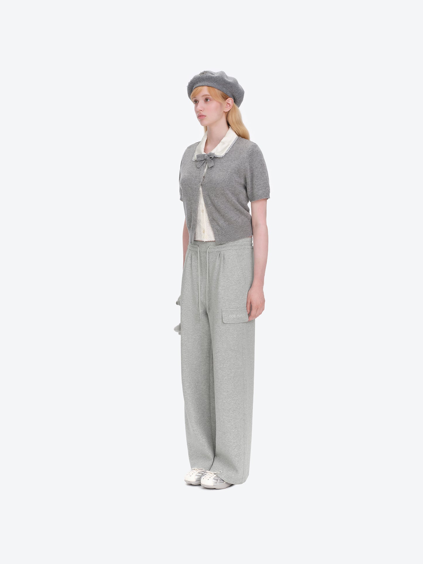 13DE MARZO Pocket Bear Wide-leg Sweatpants Grey - 13DE MARZO