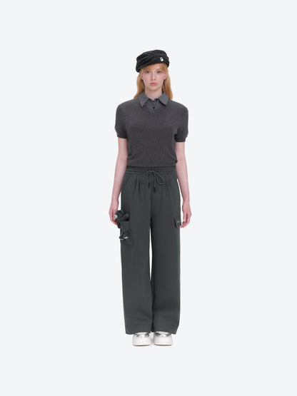 13DE MARZO Pocket Bear Wide-leg Sweatpants Dark Grey - 13DE MARZO