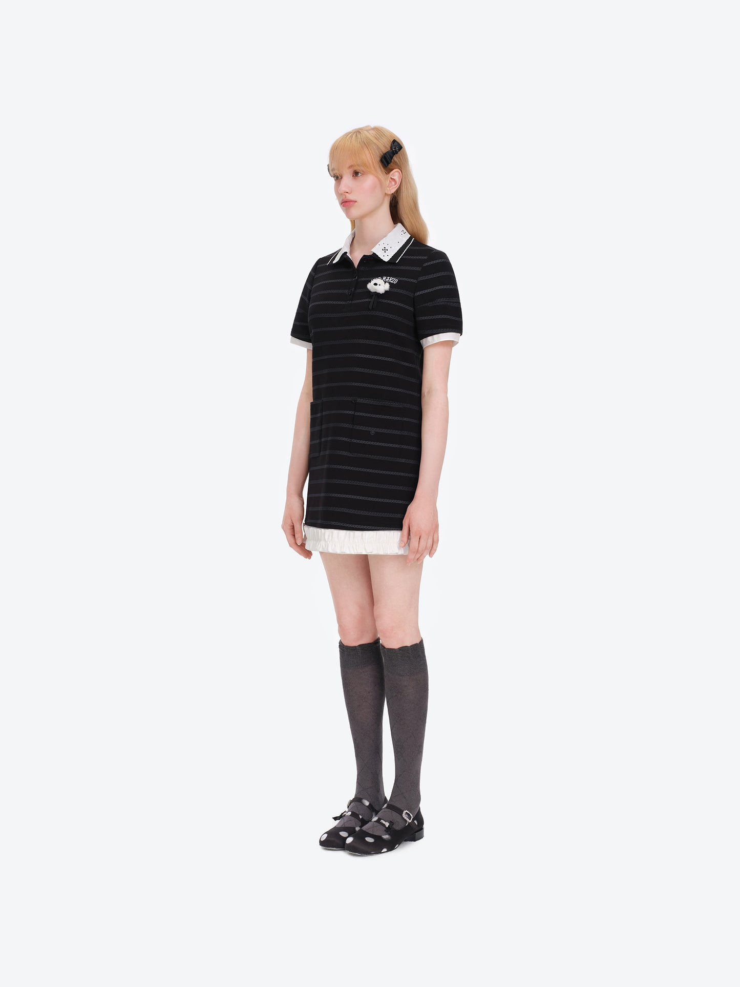 13DE MARZO Bear Color-Block Polo Dress