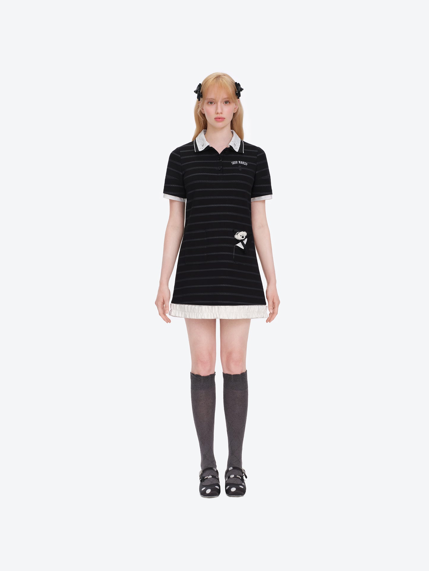 13DE MARZO Bear Color-Block Polo Dress
