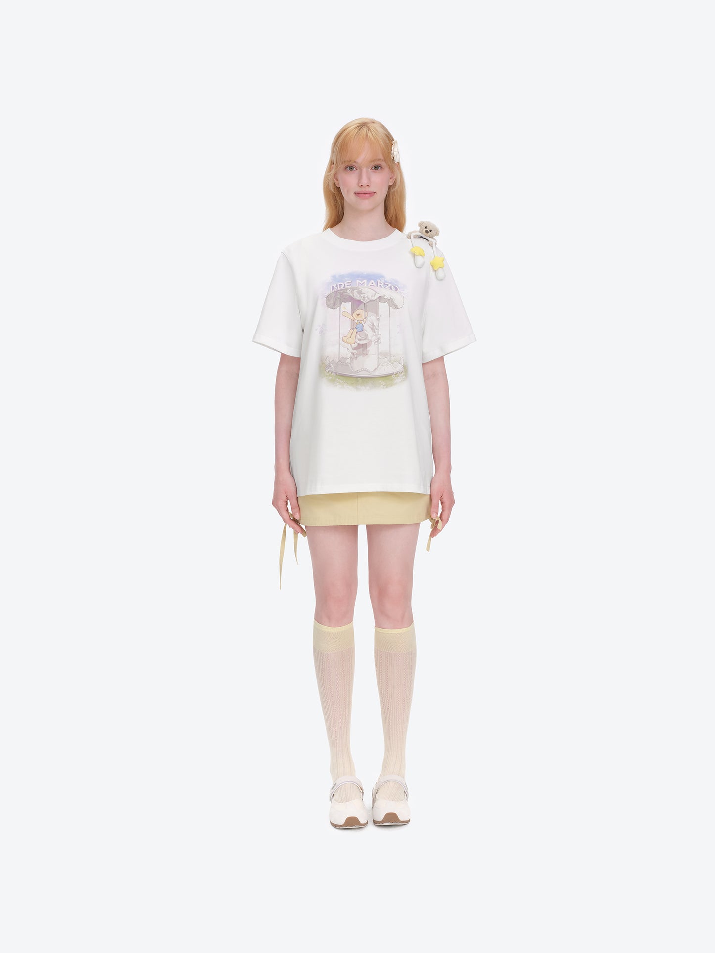 13DE MARZO Carousel Bear Printed T-shirt White - 13DE MARZO
