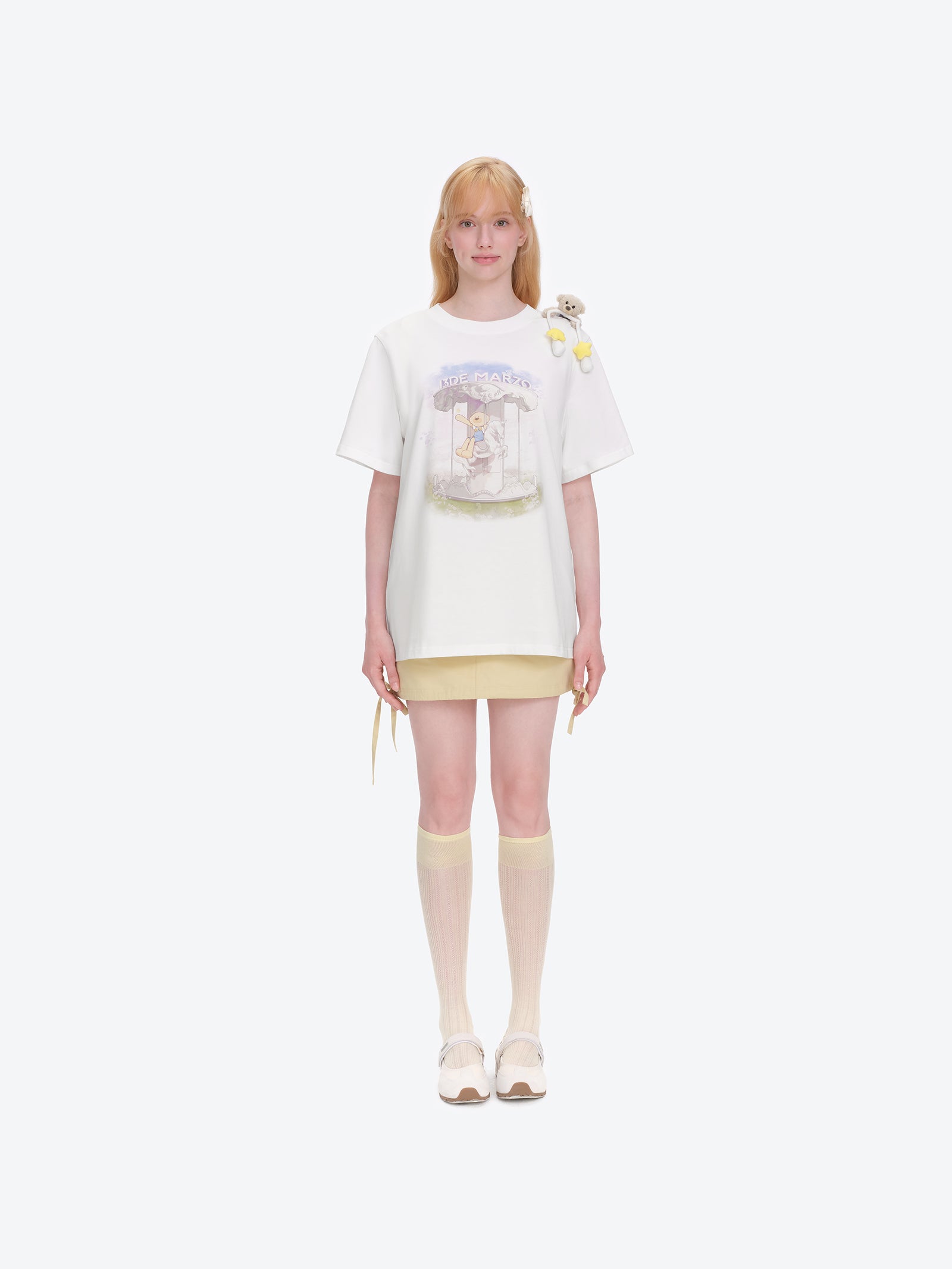 13DE MARZO Carousel Bear Printed T-shirt White - 13DE MARZO