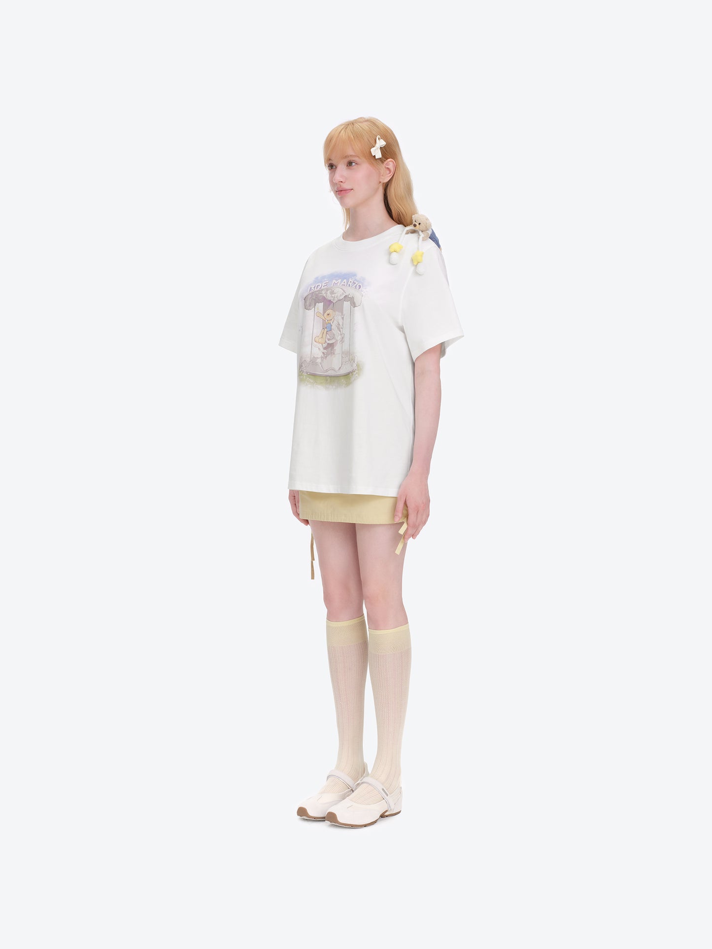 13DE MARZO Carousel Bear Printed T-shirt White - 13DE MARZO