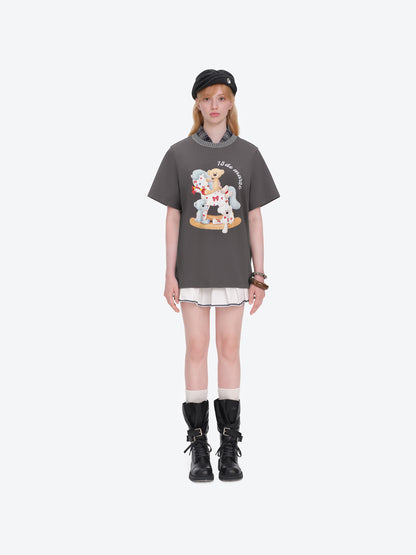 13DE MARZO Rocking Horse Print T-shirt Dark Grey - 13DE MARZO