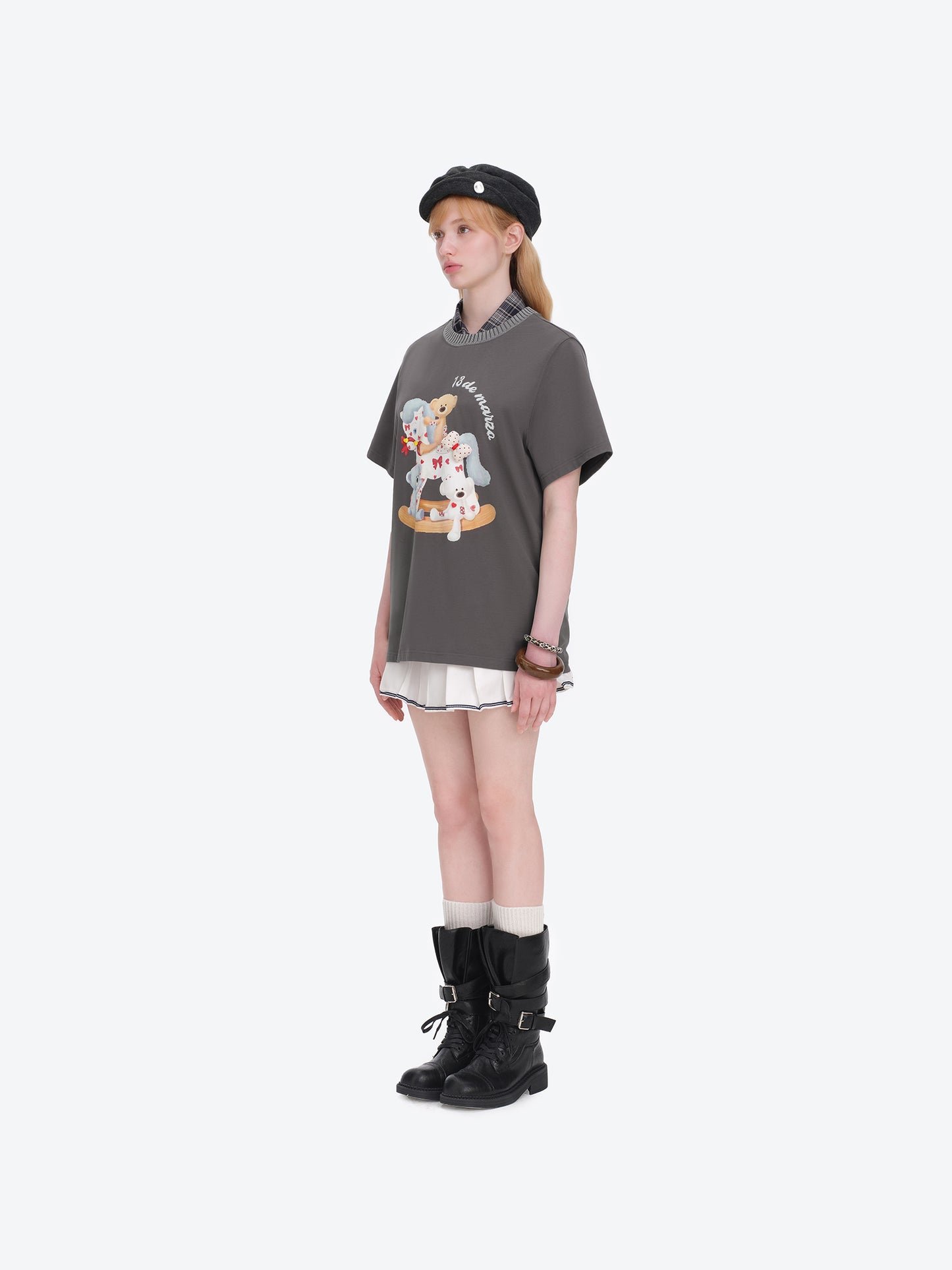 13DE MARZO Rocking Horse Print T-shirt Dark Grey - 13DE MARZO