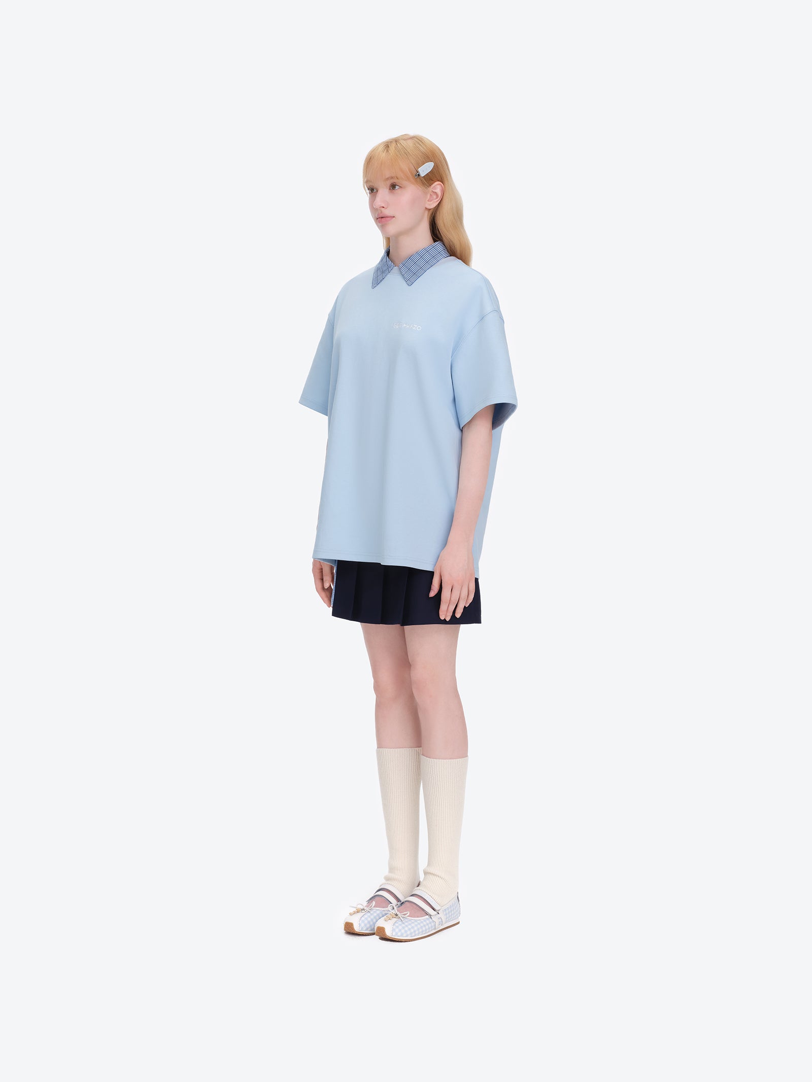 13DE MARZO Shimmer Logo Print Bear T-shirt Blue - 13DE MARZO