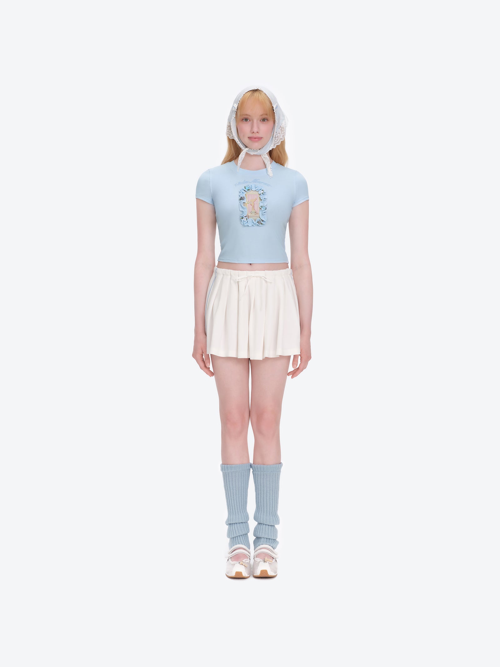 13DE MARZO Floral Illustration Tight Tee - 13DE MARZO
