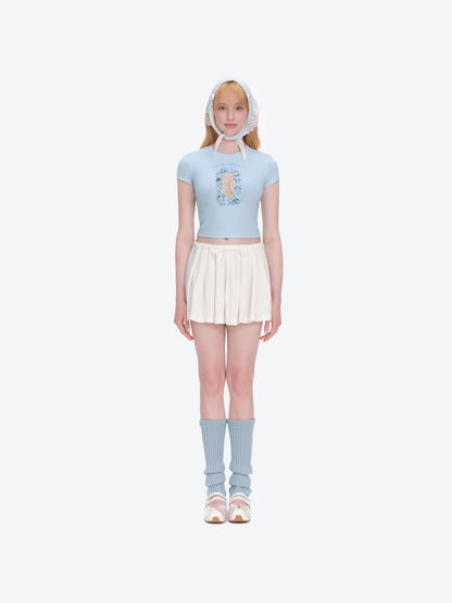 13DE MARZO Floral Illustration Tight Tee - 13DE MARZO
